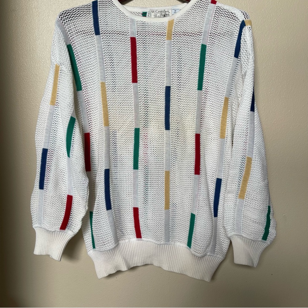 Vintage St. Croix Knits Bert Schroeder Mens Geometric Knit Sweater M Streetwear
